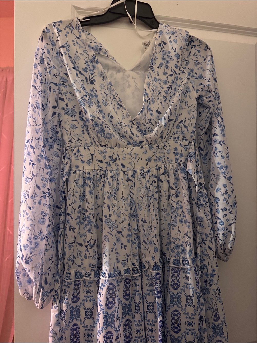 Blue and white slip dress